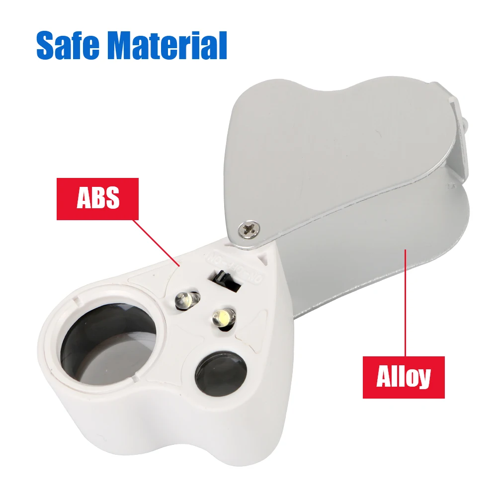 Portable Jeweler Loupe Magnifier 2 In 1 60X 30X Loupe Illuminated Handheld Magnifier With LED Lighting Folding Magnifying Glass