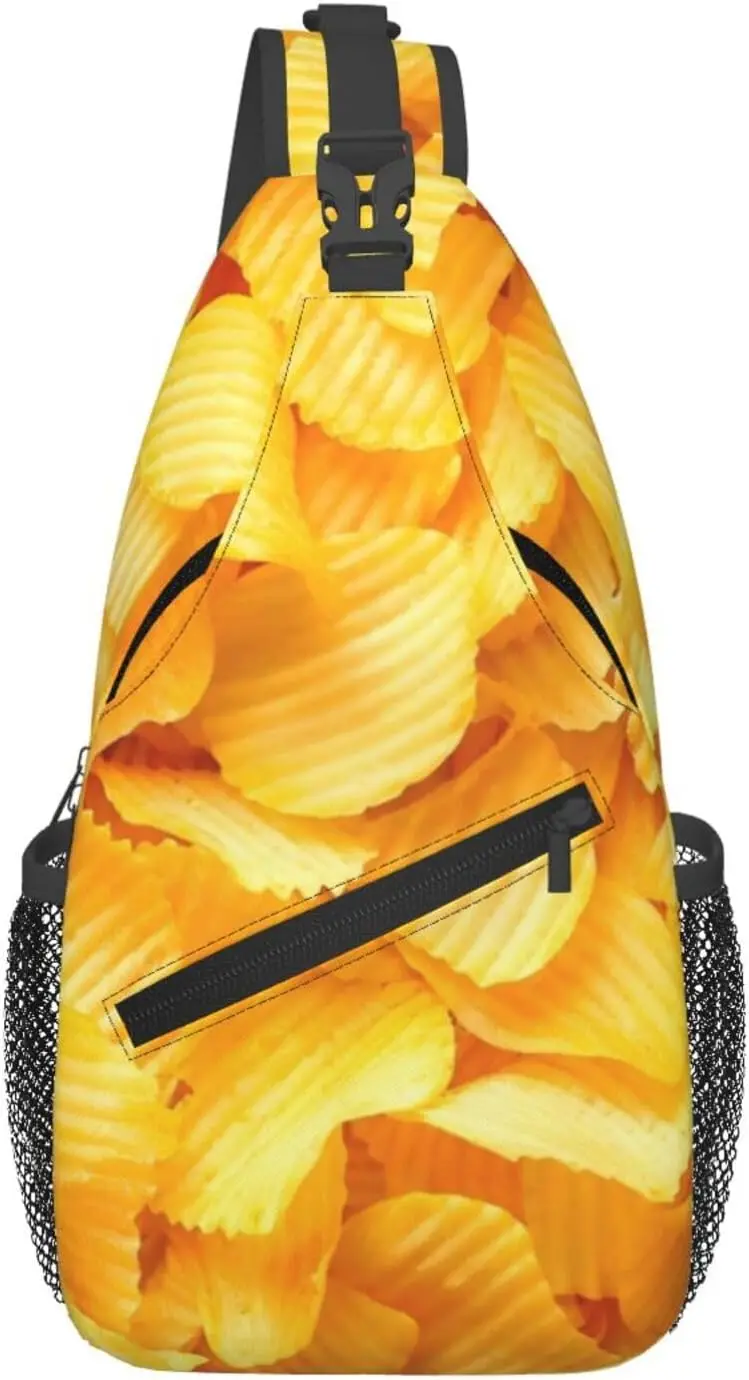 Potato Chips Crossbody Sling Bag for Women Men Chest Shoulder Backpack Cross Body Daypack for Travel Hiking Cycling