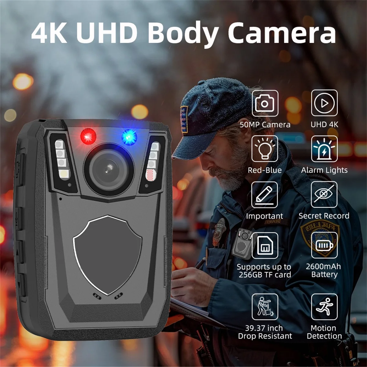 

Уникальная портативная 4K 50MP QHD камера для ношения на теле, 2,0, TFT-экран, инфракрасная камера ночного видения для охранника