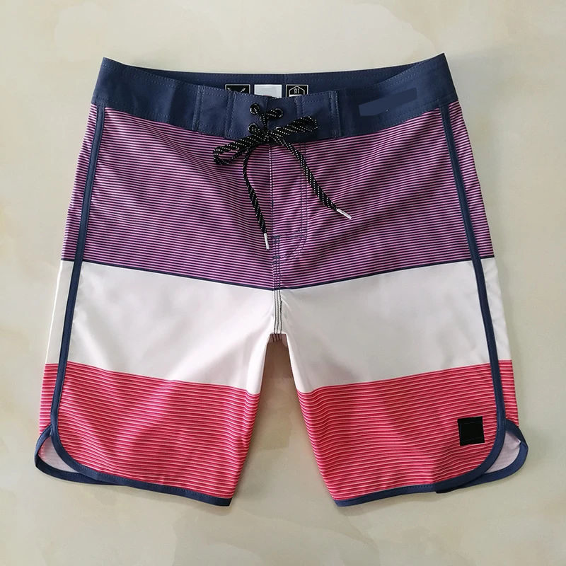 Calções de praia com secagem rápida masculina, roupa de banho, calção de banho, prancheta de surf, cordão, bermuda, verão