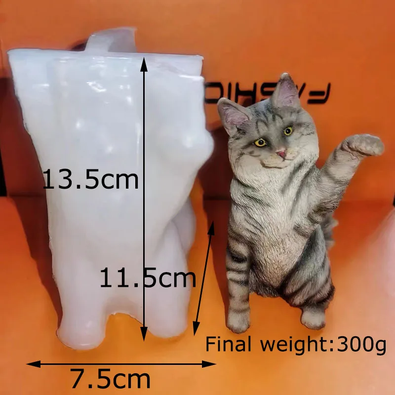 3D Cat Kitty Model Epoxy Resin Silicone Mold Resin Casting Simulation Maine Cats Ornament Molds DIY Study Table Resin Decoration