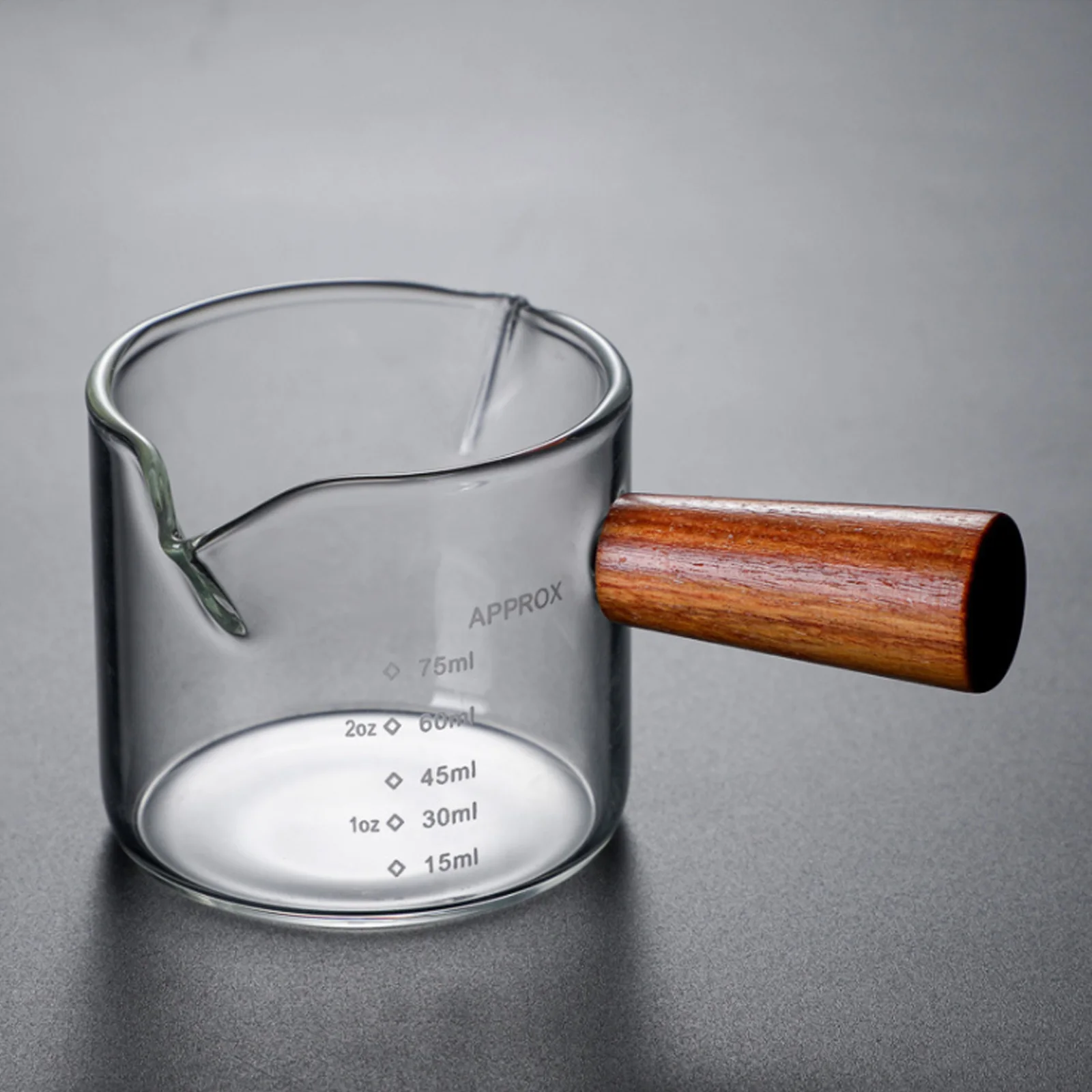 

1Pcs Double Mouth Glass Cup with Wooden Handle Transparent Home Kitchen Supplies Easy Clean Long Term Use Glass Cup