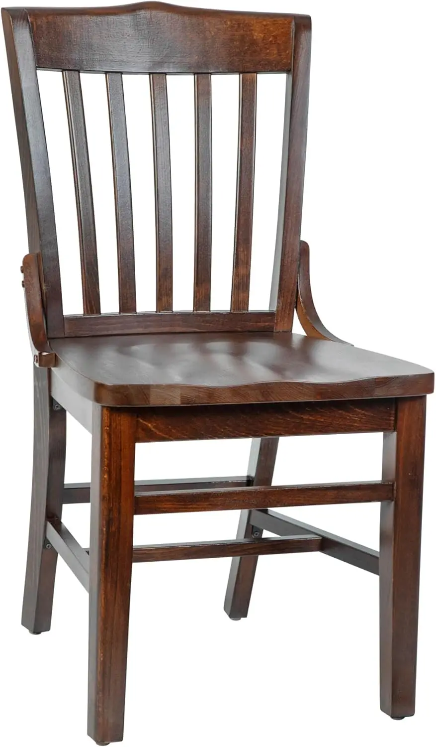 Hercules Series School House Back Mahogany Wood Dining Chair, Traditional Elegant Wood Restaurant Chair, Walnut