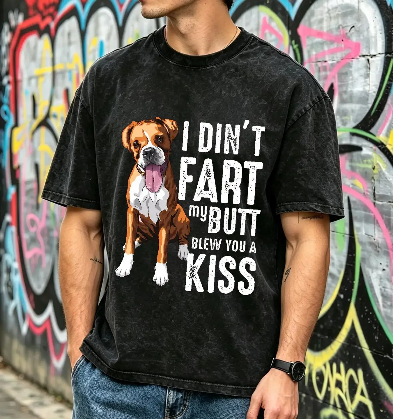 washed T Shirt Funny Farting Boxer Dog Lover Joke Baseball cap Snapback Caps Knitted Hat vintage Washed homme Breathable Casual
