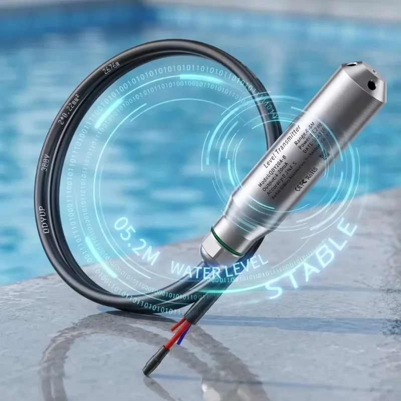 0-5M 10M 4-20mA DC24V Hydrostatic Temperature Level Sensor IP68 Submersible  Liquid Level Sensor for Water Tank Level Measuring