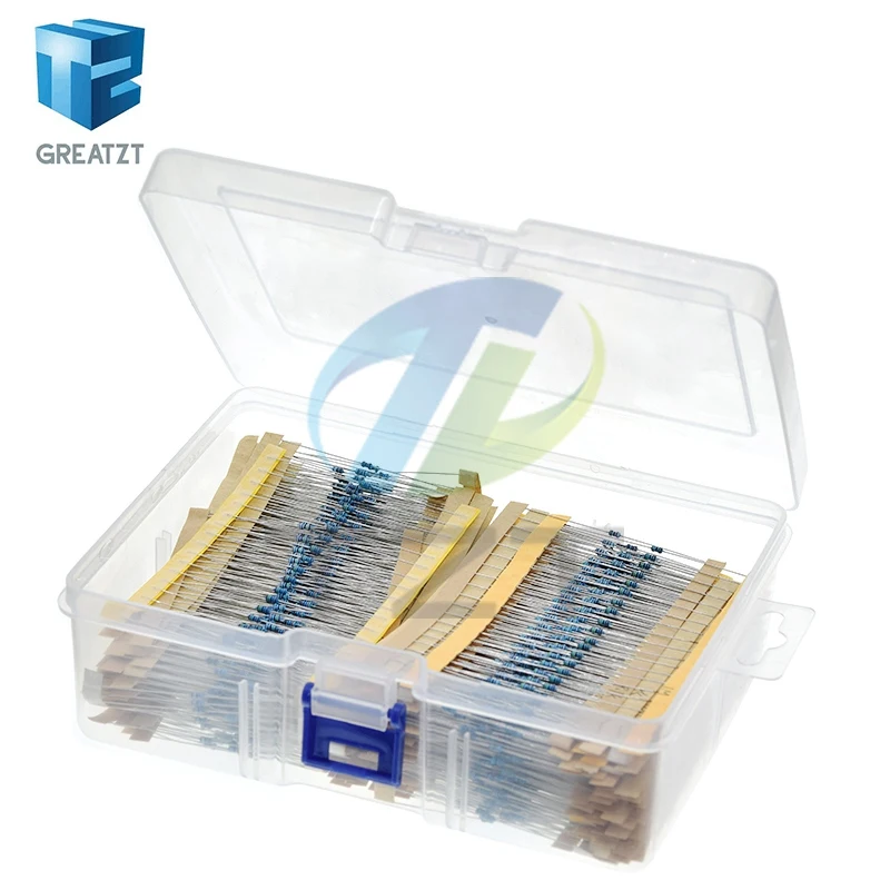 

2600Pcs 130 Values 1/8W 0.125W 1% Metal Film Resistors Assorted Pack Set Resistors Assortment Kits Fixed Capacitors