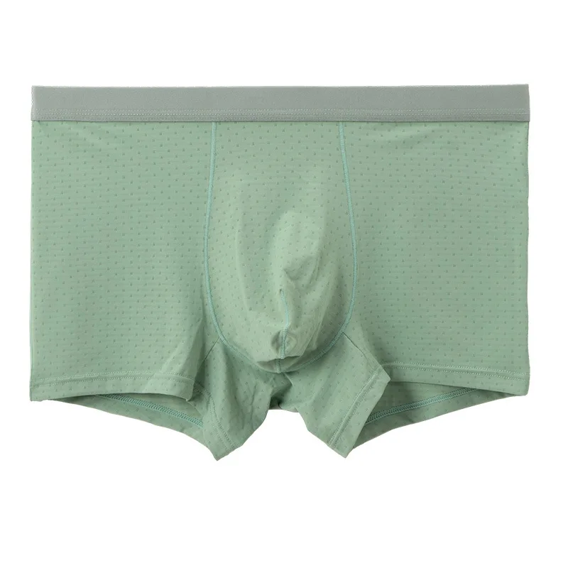 Mens Underwear Boxer Shorts Breathable Mesh Ice Silk Underpant Male Solid Elastic U Convex Pouch Panites Cueca Ropa Interior Hom