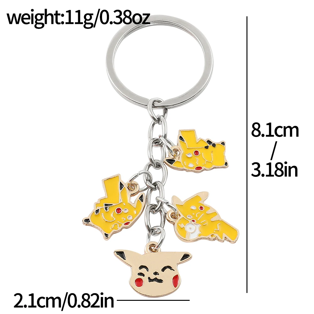 Pokemon Funny Keychain Anime Figures Pikachu Cartoon Metal Pedant Key Chain Toy Cosplay Accessories Kids Aldult Gift