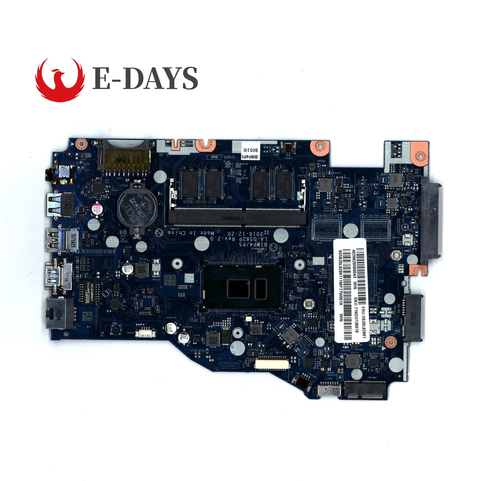 

For IdeaPad 110-14ISK Main Board LA-D562P Lenovo Laptop Motherboard with CPU I5-6200U UMA 100% Fully Tested