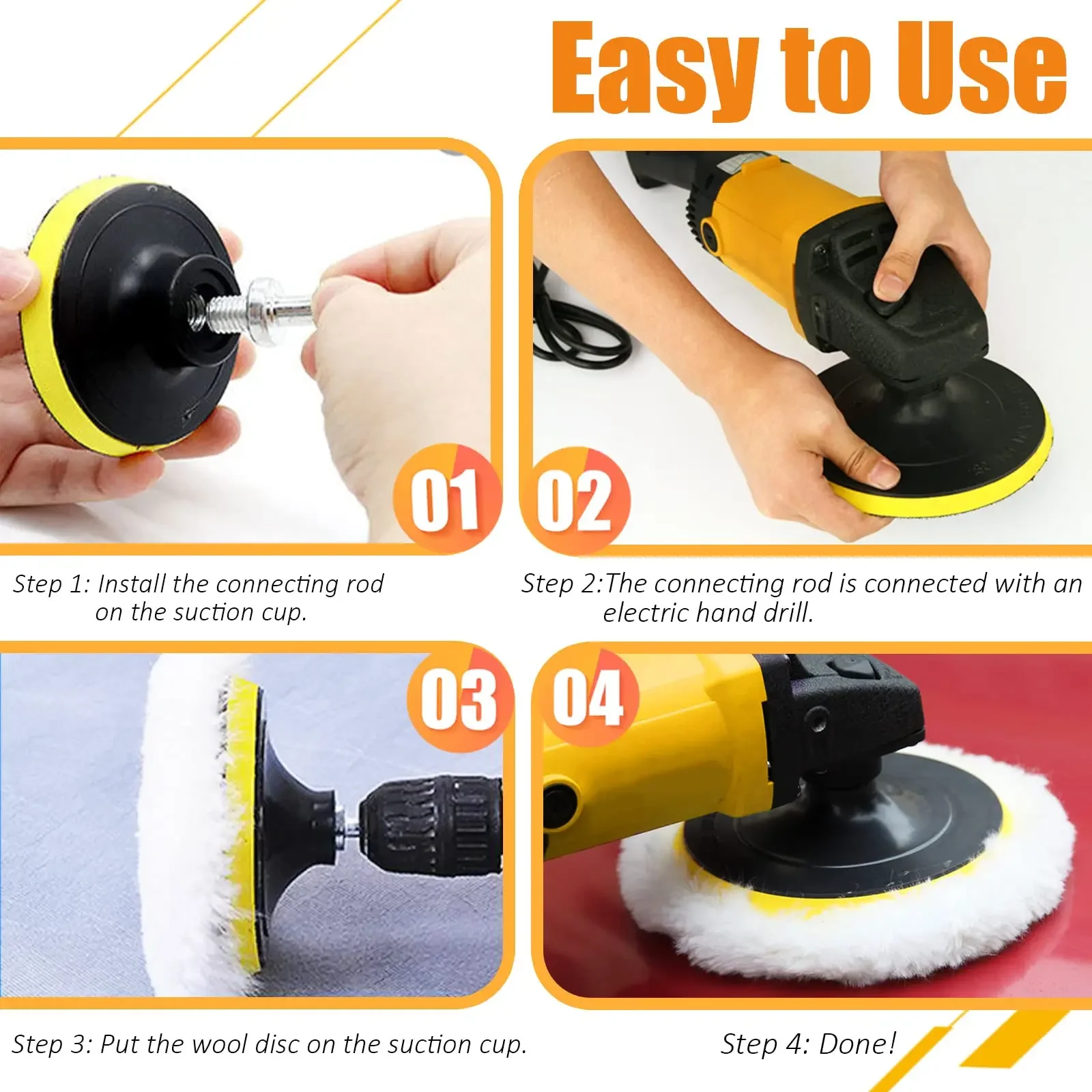 Kit de 10 Almofadas de Polimento de Lã de 3 e 5 Polegadas, Inclui Almofada de Polimento de Algodão para Polimento e Brilho de Carros