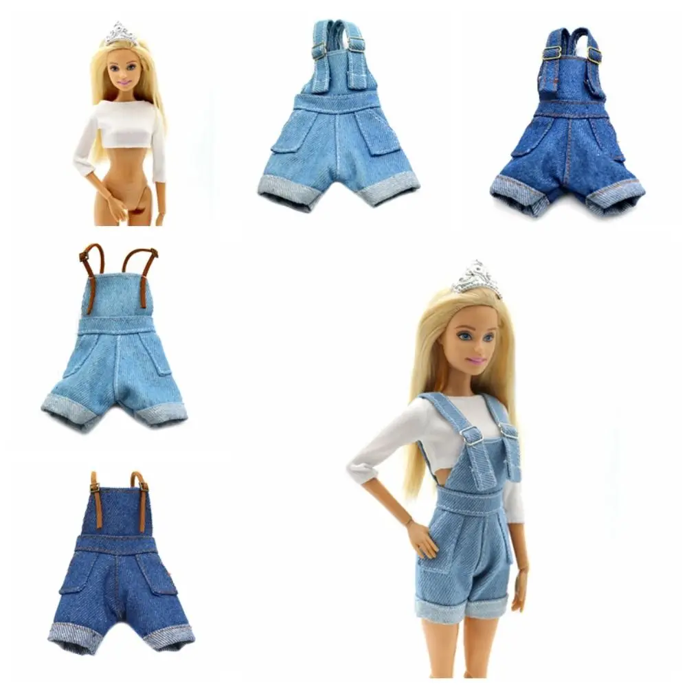 Denim Jeans Doll Suspenders Trousers Outfit Personalities 29cm Doll Wearable Crop Top Cloth Cowboy Girls