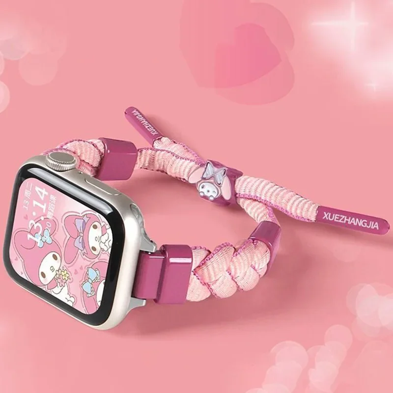 Sanrio Kuromi Cinnamoroll My Melody Apple Iwatch Watch Bands Kawaii Cartoon 38/40/41/42/44/45/49 MM Couple Bands Christmas Gifts
