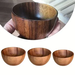 Natural Wooden Salad Bowl Serving Cooking Kitchen Bowls Cutlery Basin Fruit Coco Smoothie Kitchen Tableware Coconut Bowl