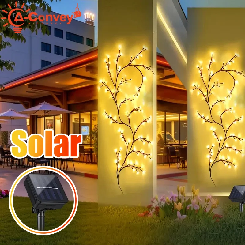 

1pcs Solar Willow Vine Light 72/96 LED 8 Modes Waterproof Courtyard Decorative Lights for Outdoor Gardens Holiday Weddings