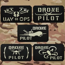 Black DRONE PILOT Reflective Patch Butterfly style Badge Tactical Stickers On Clothing With Hook And Loop