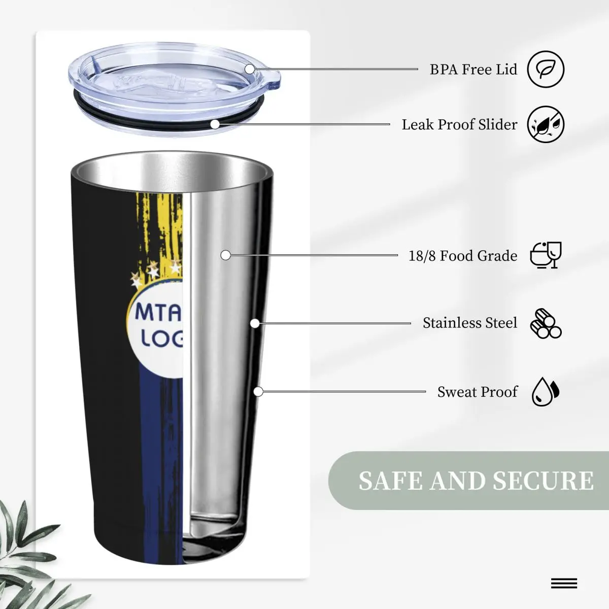 Maccabi Tel Aviv Insulated Tumbler Tumbler with Lids and Straws Stainless Steel Vacuum Insulated Travel Mug Coffee Cup