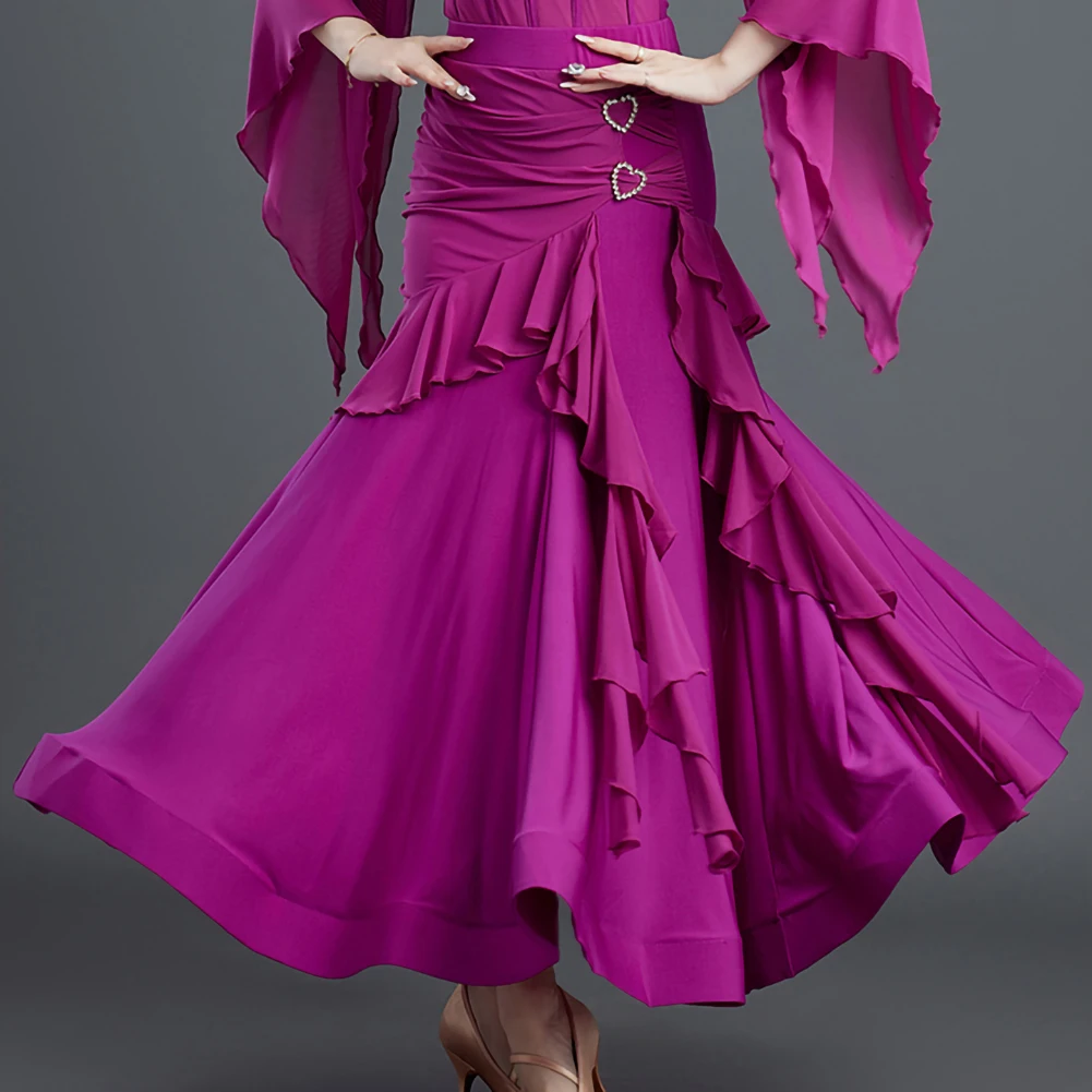 

Красное новое стандартное платье дружбы светло-фиолетовое спортивное платье средней длины для выступлений, юбка для танцев цвета фуксии с рыбьей косточкой