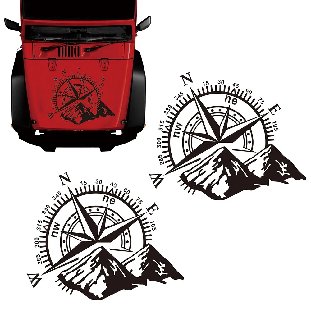For Compass Navigation Pattern Decal 2 Pack for Car Body Windshield Bumper For Camper Van For Motorhome Truck and SUV