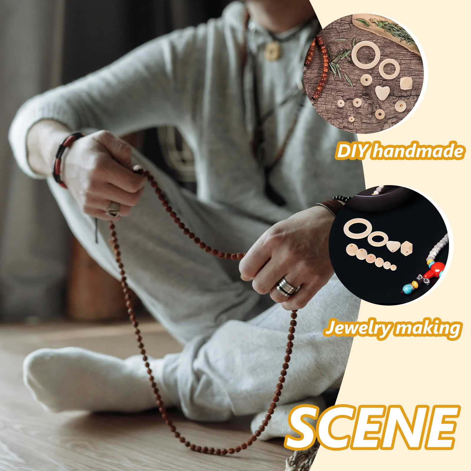 

1 set 1 Set Of Round Wooden Beads Combo Wooden Beads For Diy Craft Jewelry Making Bracelets Necklaces Earrings Keychains Spacer