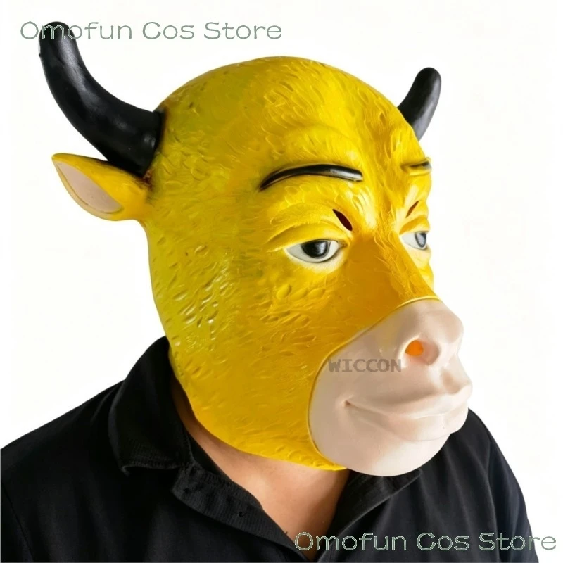 New Arrival The Ox Comes Halloween Latex Yellow Bull Head Mask Movie‑Themed Funny Novelty Nilai Head Mask for Party Cosplay view 4