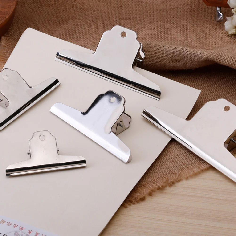 

5PCS Binder Clips for Documents Photos Food Bags Large Capacity Stainless Steel Office Supplies File Hinge Clamps Drawing Board
