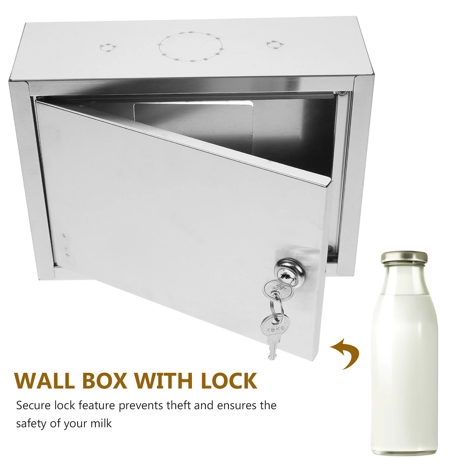 

Wall Mounted Milk Box With Lock Stainless Steel Storage Organizer For Bottles Outdoor Porch Package Locker