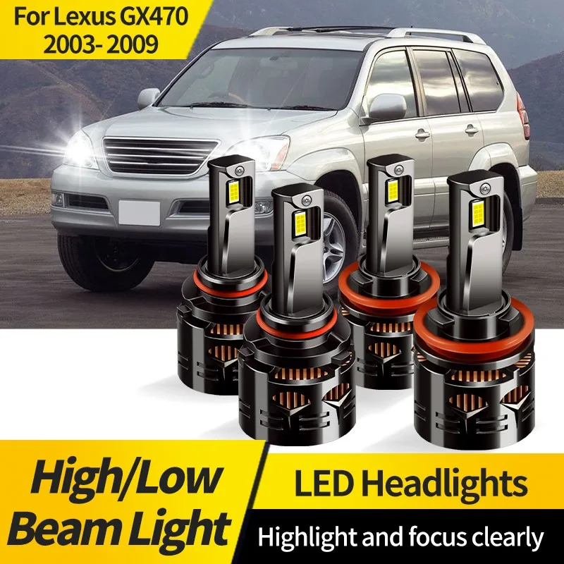 

2PCS 9005 HB3 LED Headlight Bulbs Bright 6000K White H11 LED Hi/Lo Beam Lamp Light Halogen Replacement For Lexus GX470 2003-2009