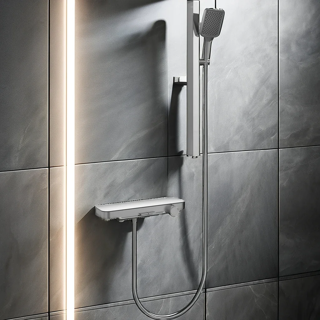 Lift adjustable shower head