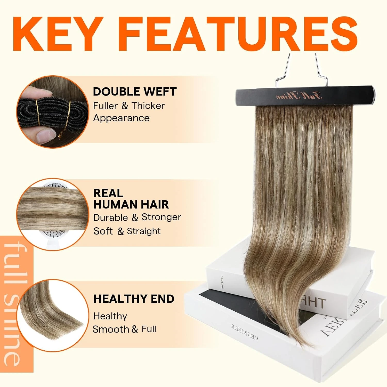 Full Shine Human Weft Hair Extensions 100% Real Straight Natural Human Hair Extensions For Salon