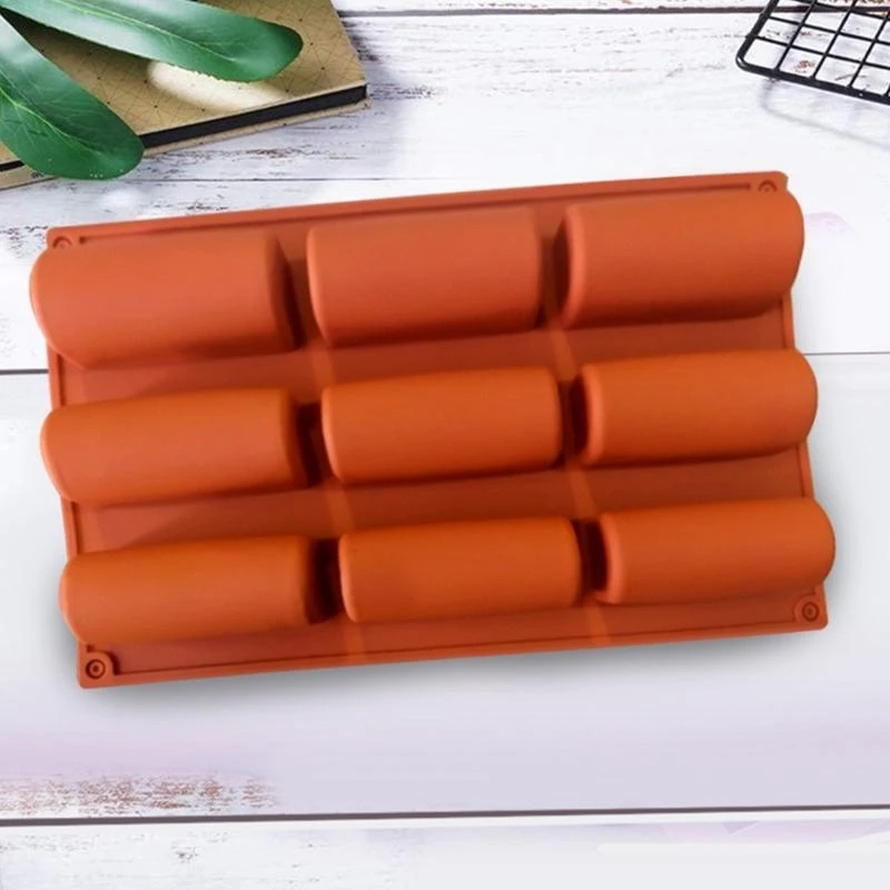 F19B 9 Hole Silicone Mold Cake Tray Candy Chocolate Gumpaste Moulds Semi-Cylindrical Strip DIY Fondant Mousse Cake Mold