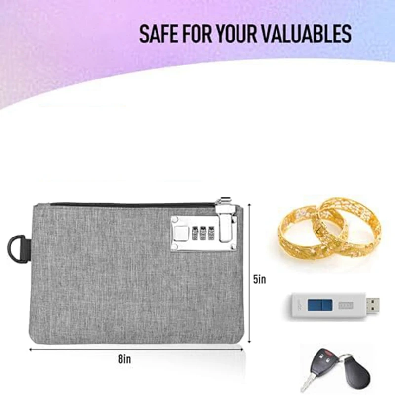 2Pcs Lockable KOSMCCOMoney Bags Nylon Lock Bank Bag Coin Bag,Storage Cash Bag for Jewelry,Passport,Credit Cards-A63M