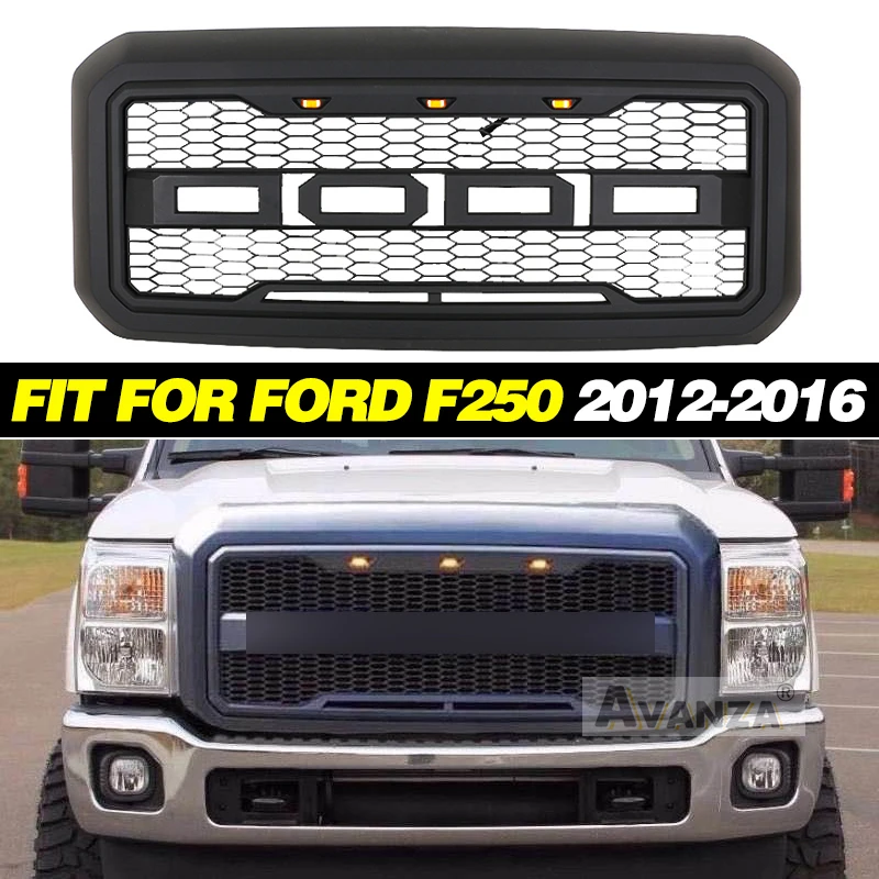 Auto Parts Grill With Led Lights Front Bumper Grille Modification Accessories Decoration Fit Ford F250 2012 2023 2014 2015 2016