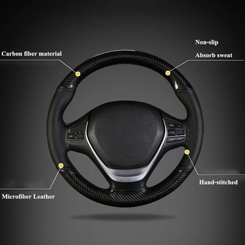 DIY 38cm Steering Wheel Covers Soft Leather Braid On The Steering-wheel Of Car With Needle And Thread Interior Accessories