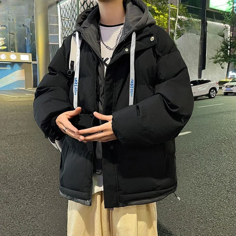 Wintertime Down Padded Jacket Gentleman Coat Unisex Cotton-padded Clothes Loose Hooded Couple Hong Kong Version Fashion Brand
