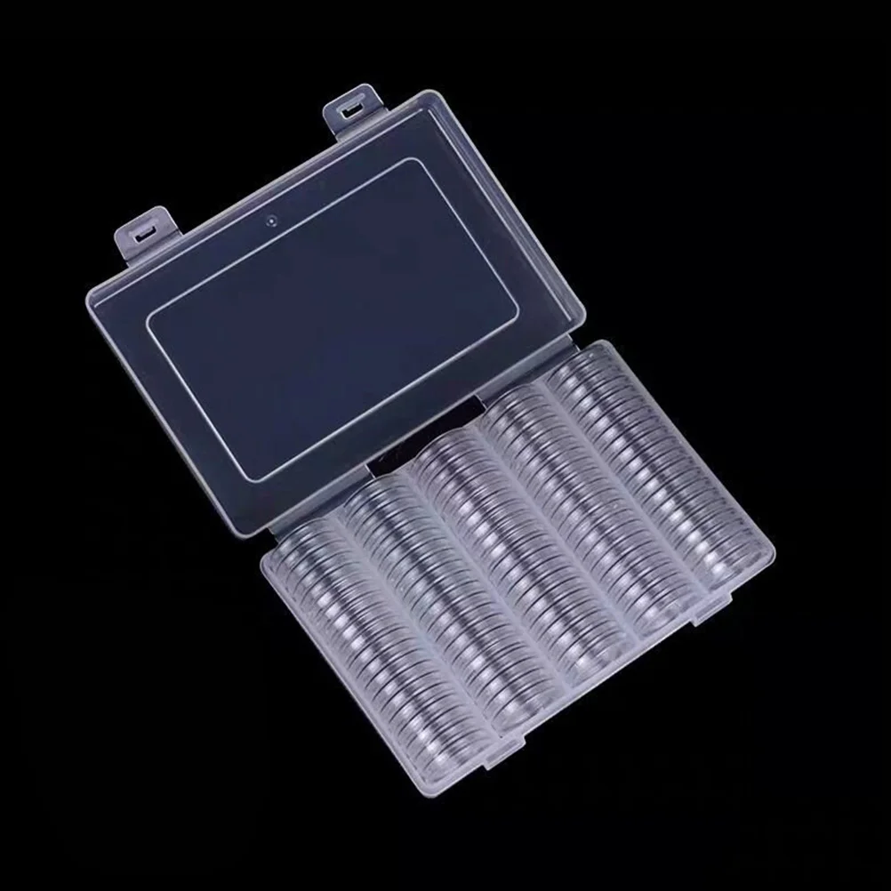 100 Pcs Coin Holders for Collectors Capsule Protector Clip Convenient Clear Round