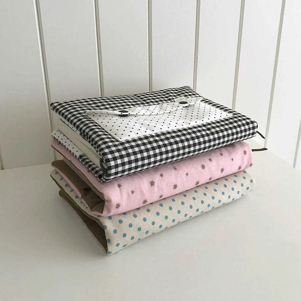 Korean Cute Spot Quilted Book Cover Polka Dot Cotton Notebook Sleeve Soft Padded Journal Protector Pencil Case Diary Book Pouch