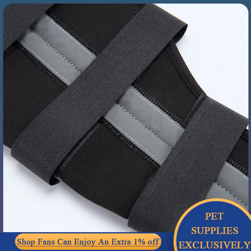 Pet Knee Pad with Reflector Strip Harness for Hind Legs Injury Recover Hock Joint Wrap Breathable Dog Legs Protector Holder