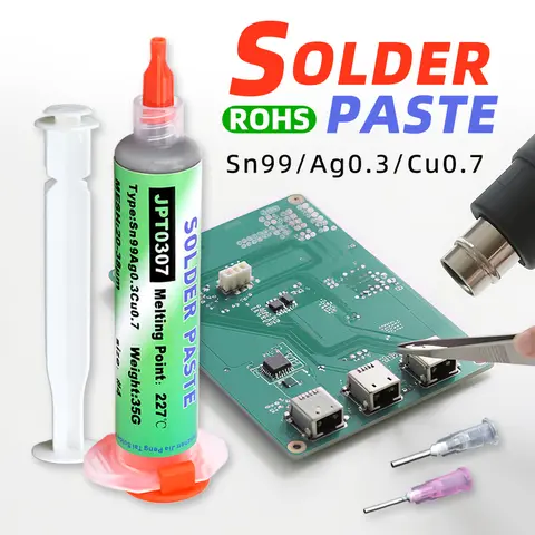 Lead Free High-Temperature Solder Paste Sn99 Ag0.3 Cu0.7 Needle Tube, Mobile Phone USB Socket Repair, LED Soldering