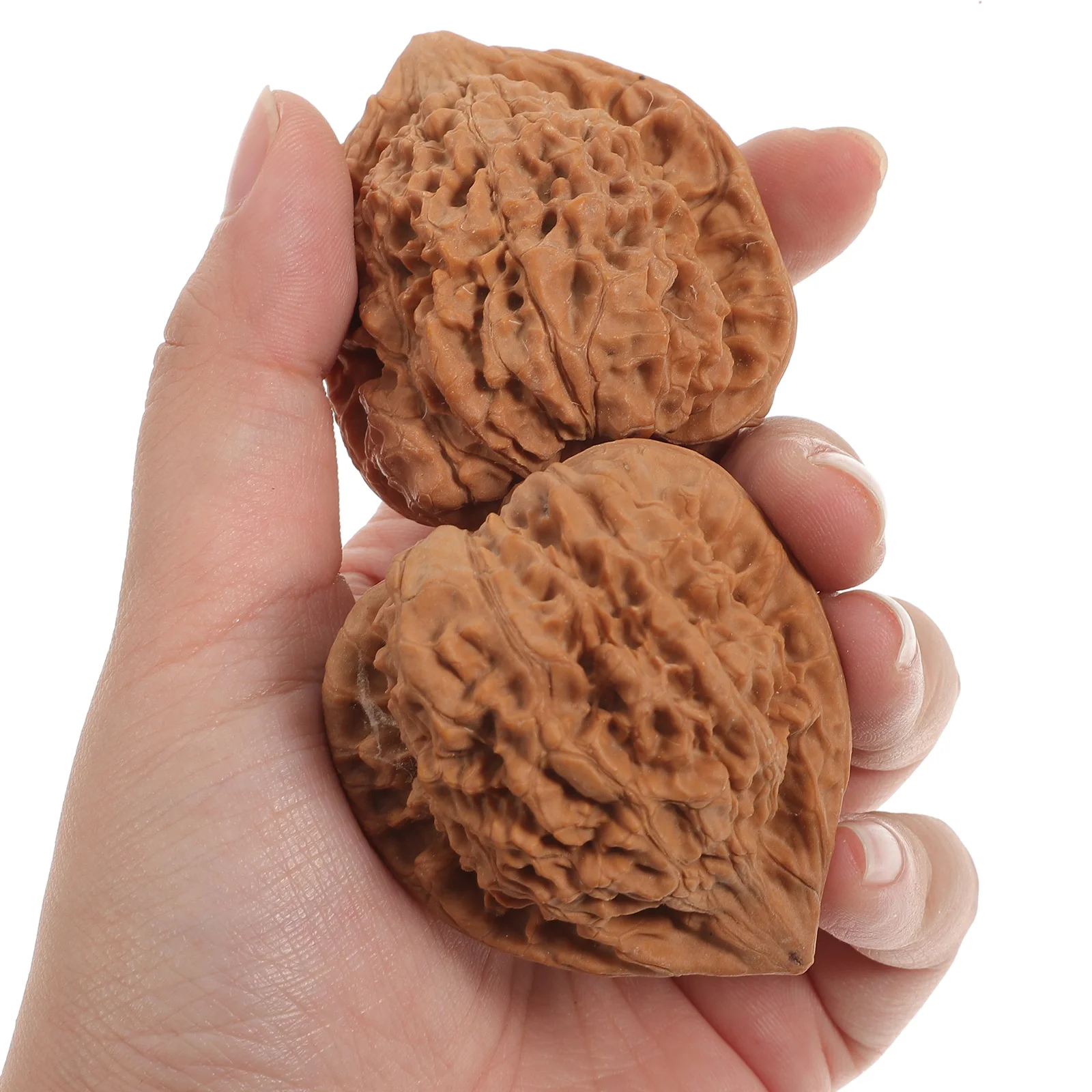 2 Pcs Walnut Fitness Hand Play Massage Balls Leisure Roller for Blood Circulation Stress