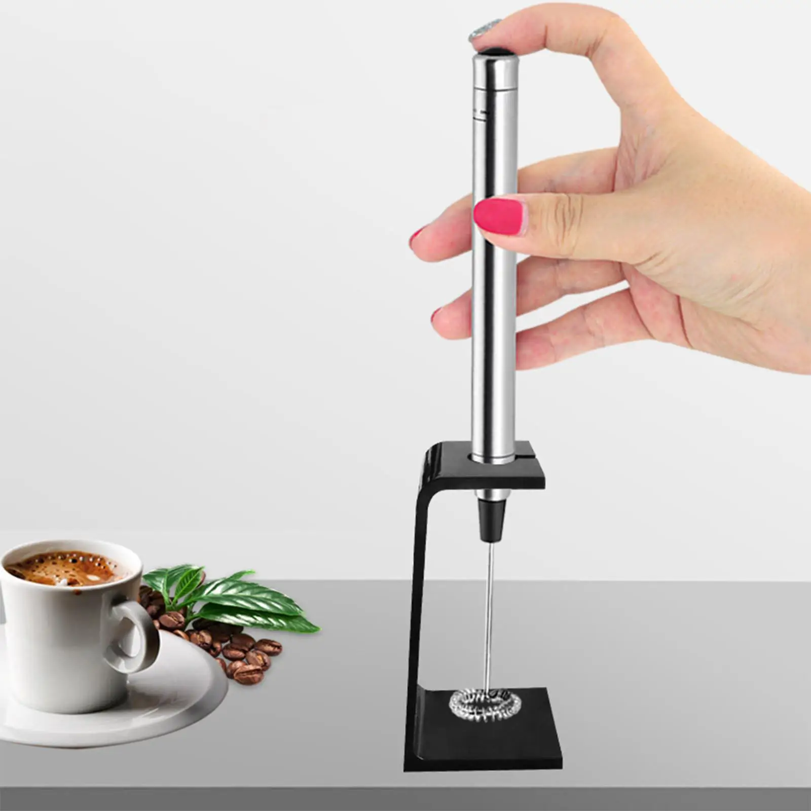 Electric Milk Frother Mini Blender Egg Beater Stirrer Coffee Frother with Stand Battery Operated for Cream Hot Chocolate Latte
