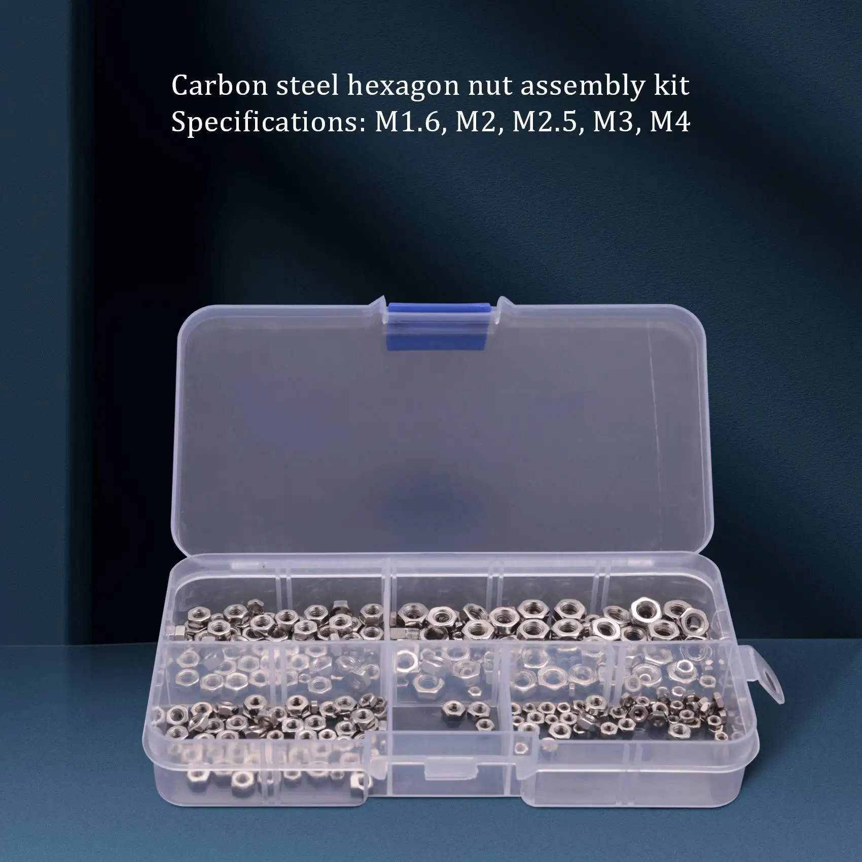 HEIßER 250 Teile/satz M1,6 M2 M2,5 M3 M4 Carbon Stahl Sechskantmutter Sortiment Kit Sechskantmuttern Metrisches Gewinde Sortiment Kit