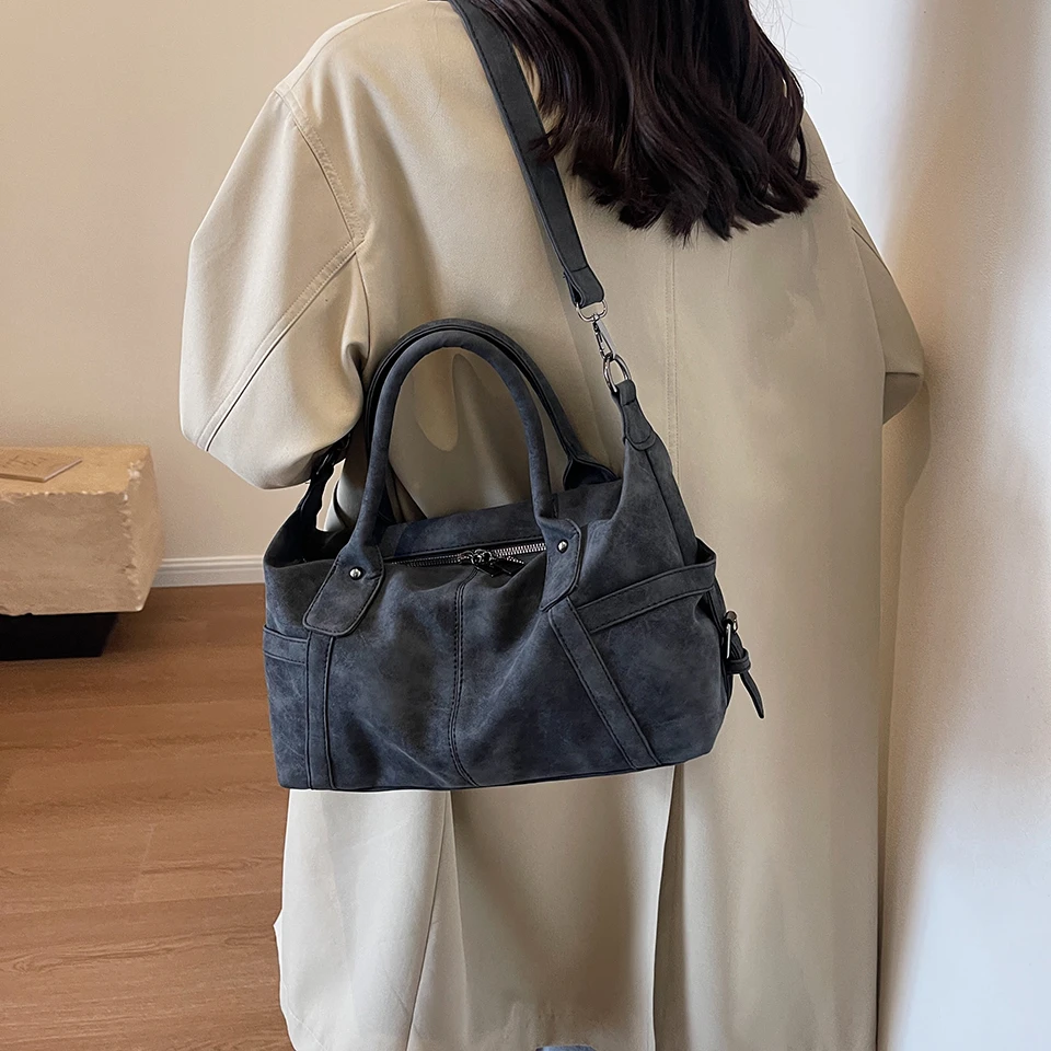 Retro Winter Suede Leather Shoulder Bags for Women Vintage High Quality Armpit Bag Female Crossbody Tote Bag Handbags Hot Sac - Image 2