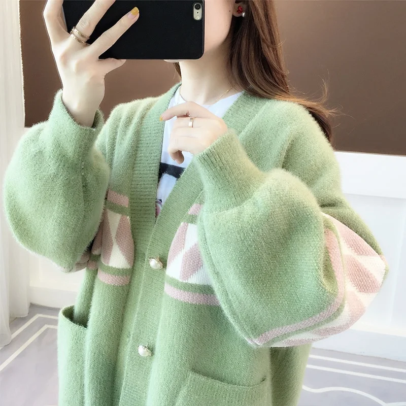 معطف صوفي محبوك بمقاسات كبيرة، مصنوع من الفرو الصناعي، مناسب للخريف والشتاء، ملابس خارجية أنيقة للنساء ذوات الوزن الزائد حتى 20...