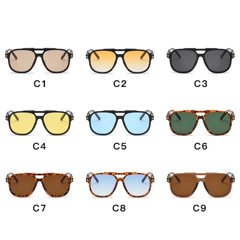 New Fashion Pilot Sunglasses Women Luxury Brand Double Bridge Oversized Sunglasses Goggles Shades Gradient Eyewear UV400