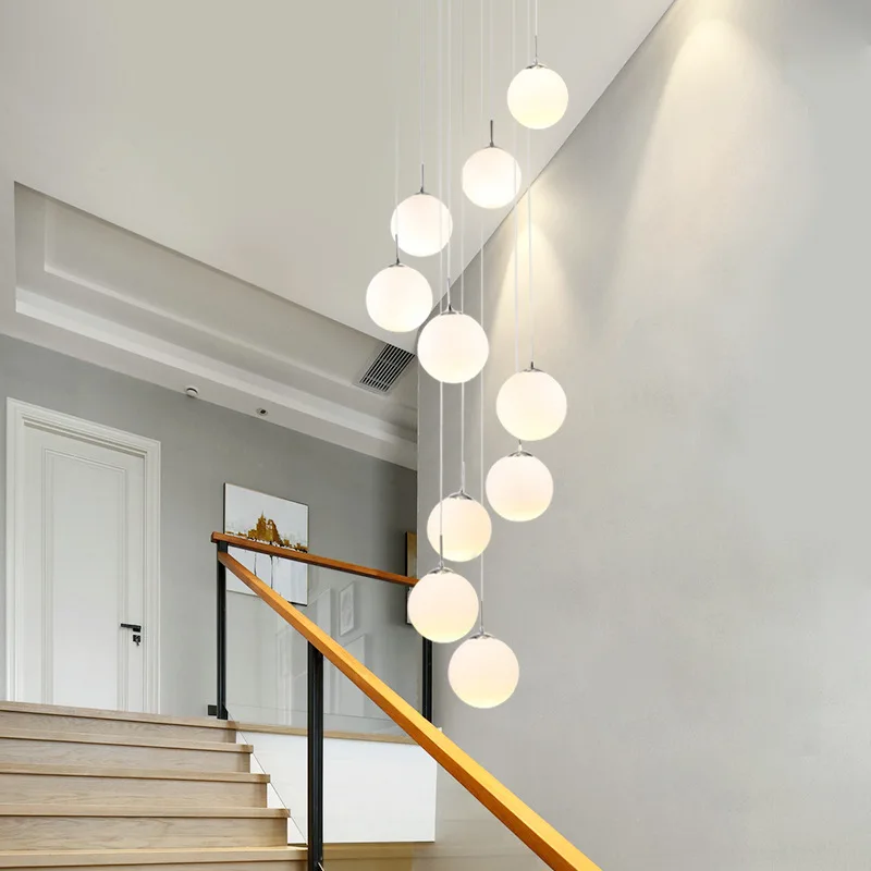 

Stairs Modern Nordic Chandelier Loft Duplex Living Room Hotel Lobby Long Chandelier Home Decorative Lighting