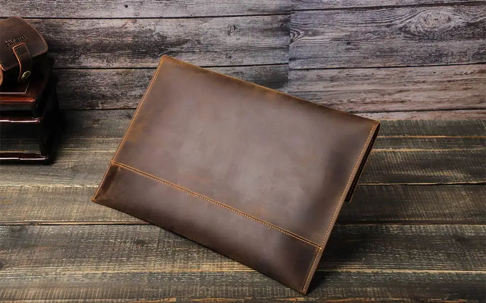 Echtes Leder Laptoptasche für MacBook Air 13 M1 M2 M3 M4 MacBook Pro 14 15 16 Hülle Abdeckung Männer Notebook Computer Tragetasche – Detail 4