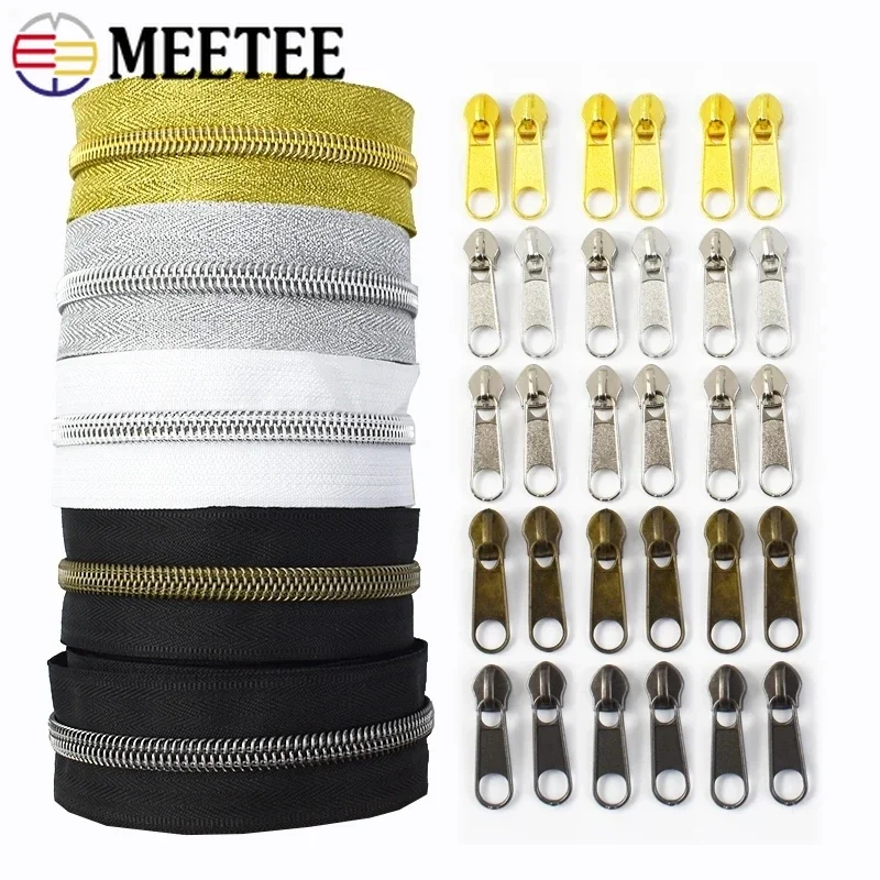 3# 5# Nylon Zipper Tape +Zippers Sliders for Bag Garment Shoes Plastic Zips Coil Decor Zip Pulls Head Repair Sewing Accessories