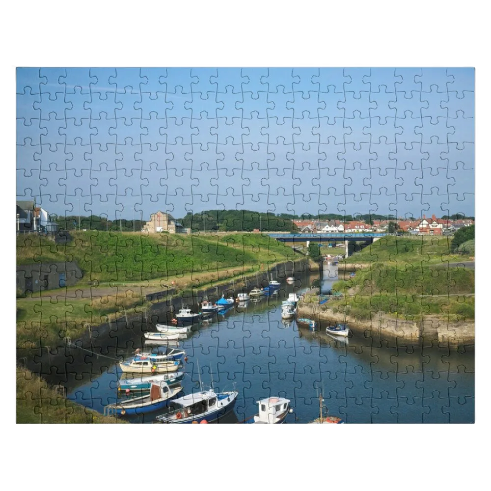 Seaton Sluice harbour under a blue sky (2) Jigsaw Puzzle Customizable Gift Personalized Toy Puzzle Works Of Art