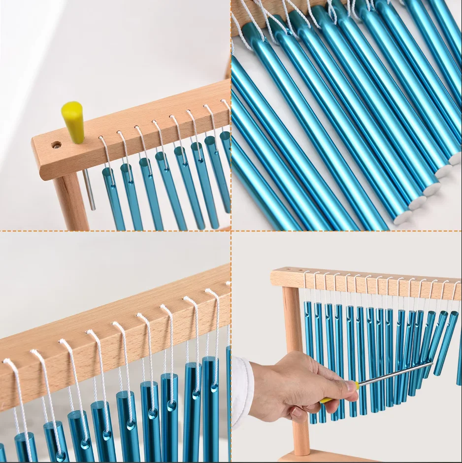

20-Note Wind Chime with Mallet – Pro Percussion & Elegant Decor Solid Aluminum Tube Wooden Desktop for Classroom/Office/Stage