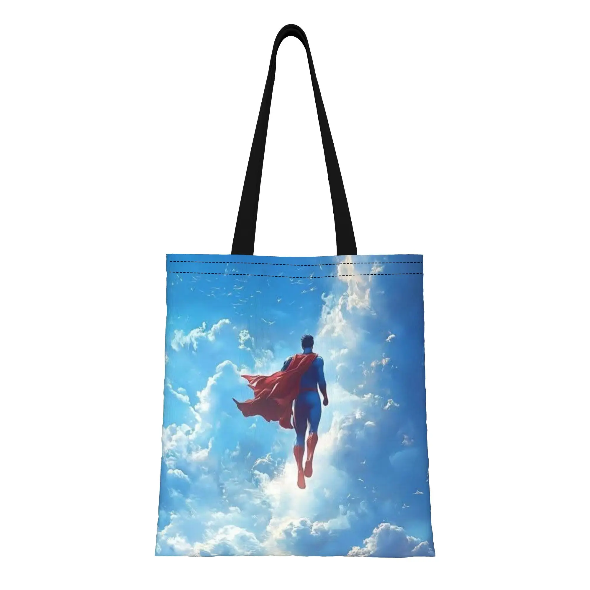 

Back to school season Hero Superman Canvas Tote Bag Perfect for Grocery Women's Top-Handle Bags
